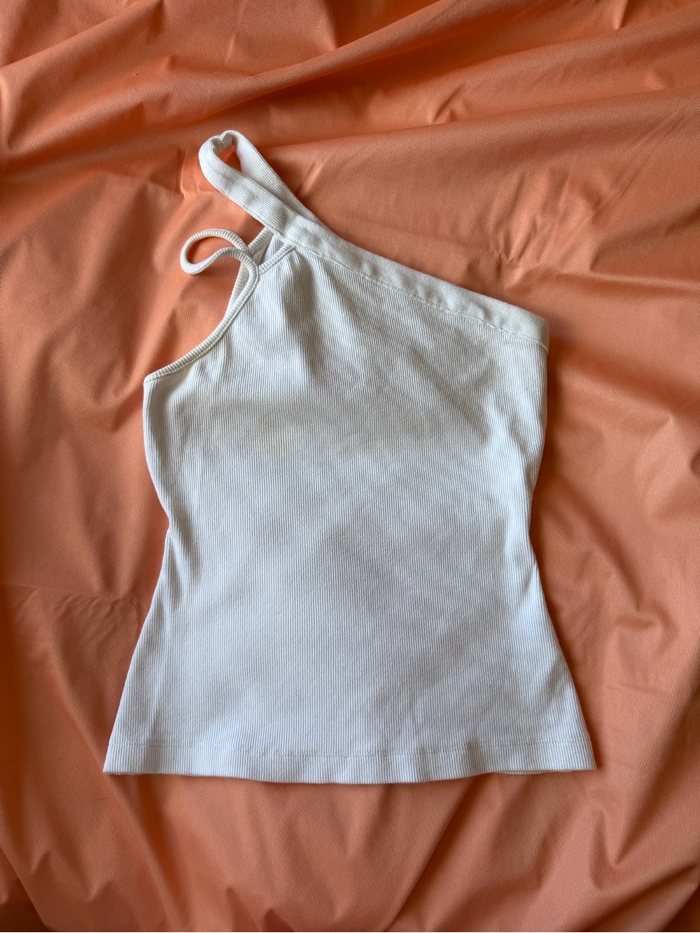 Anthropologie White Asymmetric One-Shoulder Ribbed Tank
